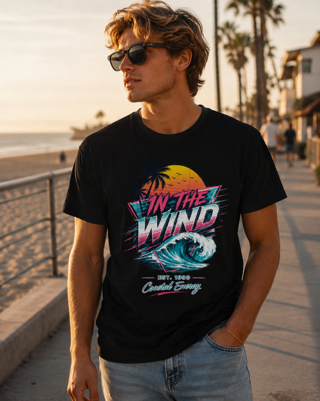 In The Wind "Coastal Energy" Retro Graphic Tee