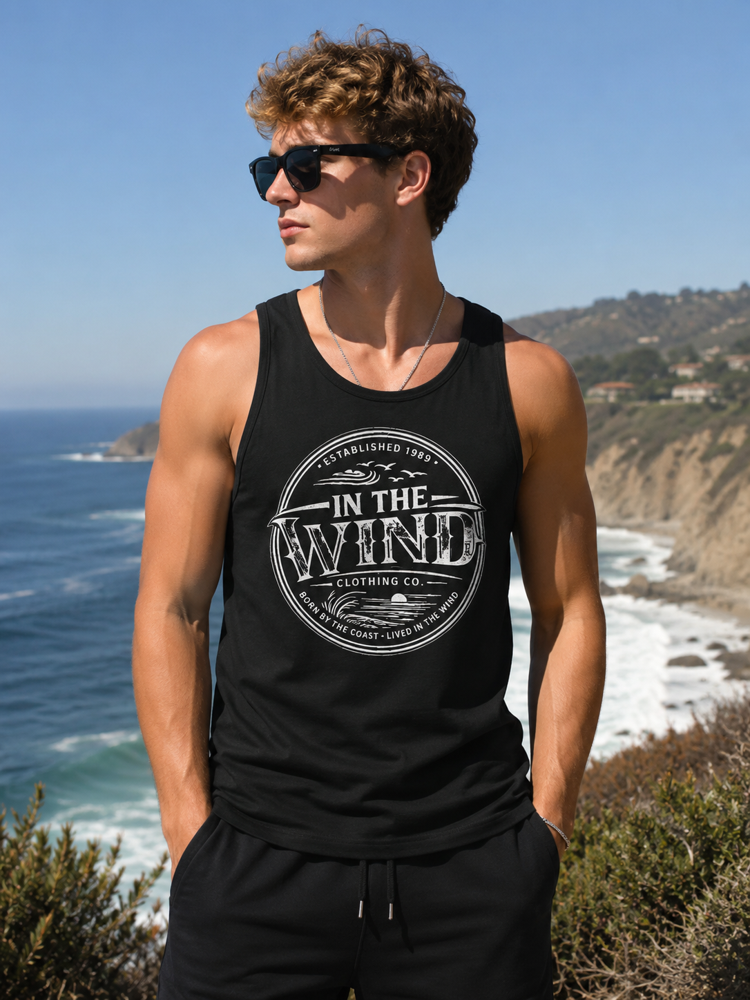In The Wind™ Coastal Heritage Tank Top – Premium Men’s Tank | Born by the Coast