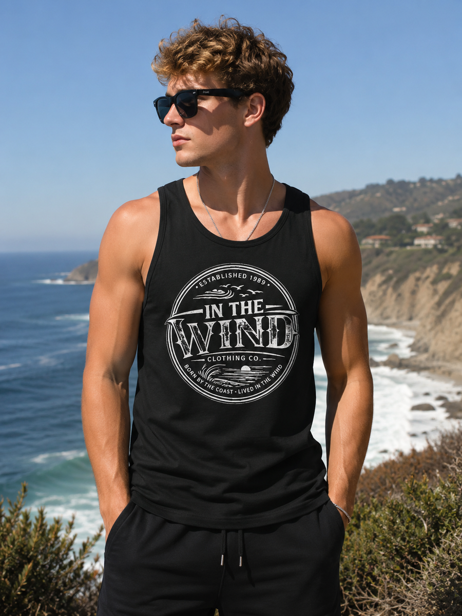 In The Wind™ Coastal Heritage Tank Top – Premium Men’s Tank | Born by the Coast