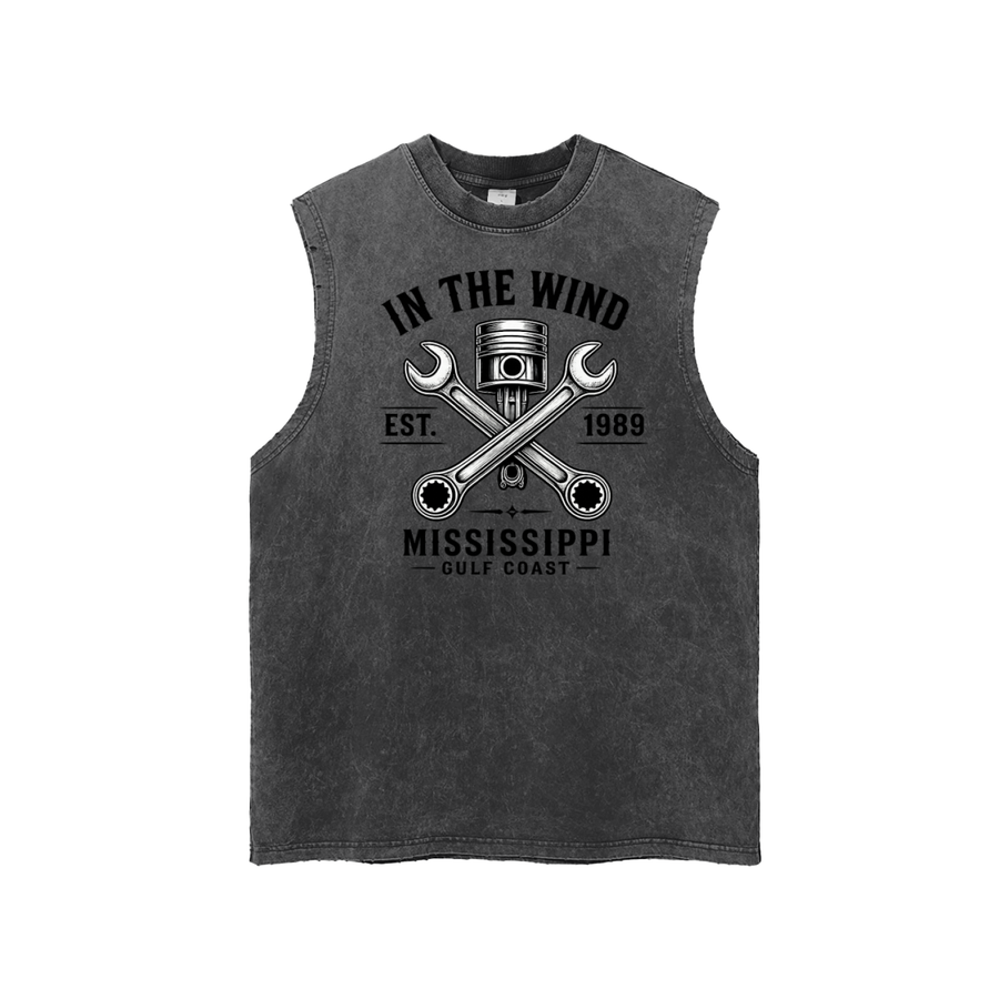 Snow Washed Frayed Hem Tank Top