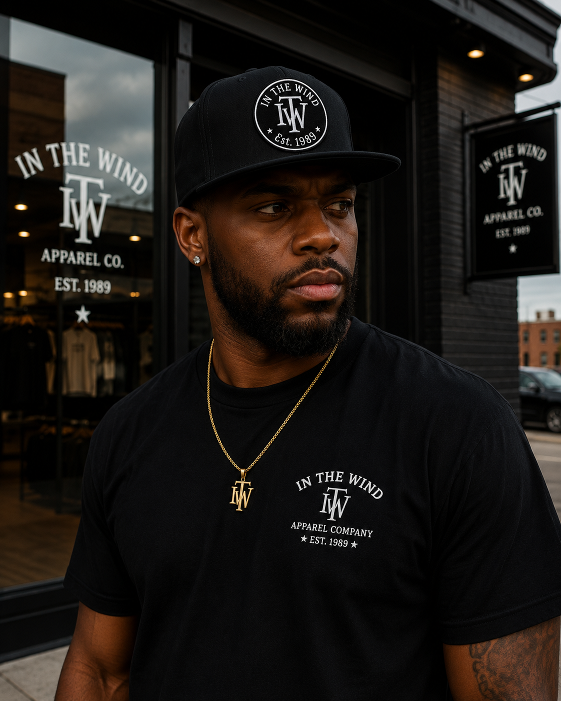 IN THE WIND™ Monogram Circle Patch Snapback – Black/White