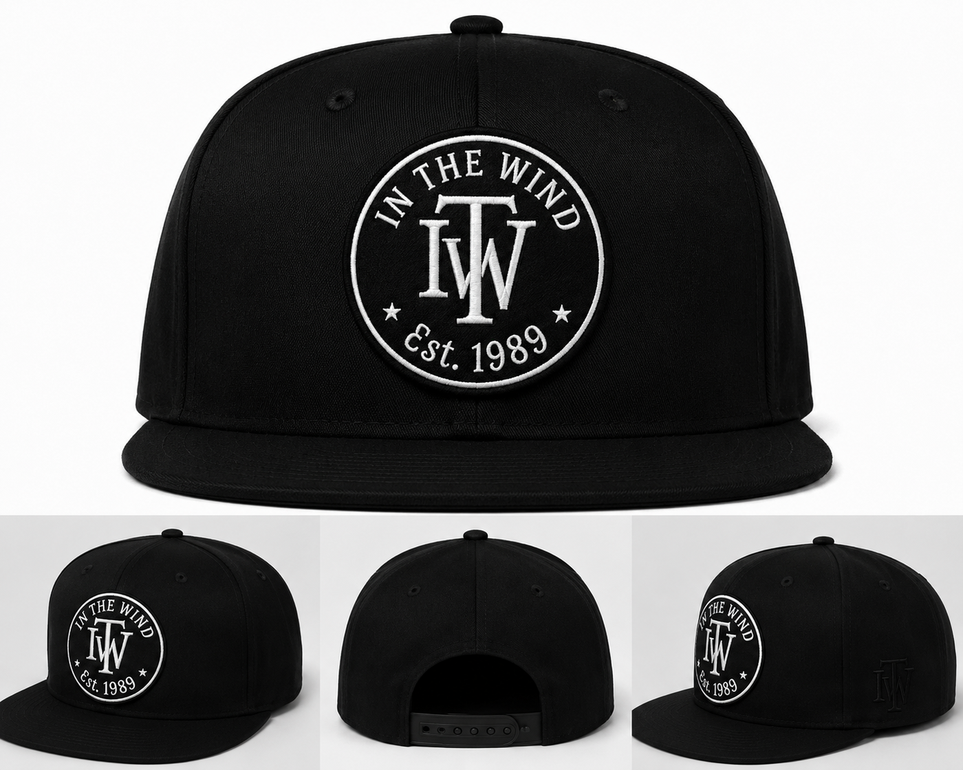 IN THE WIND™ Monogram Circle Patch Snapback – Black/White