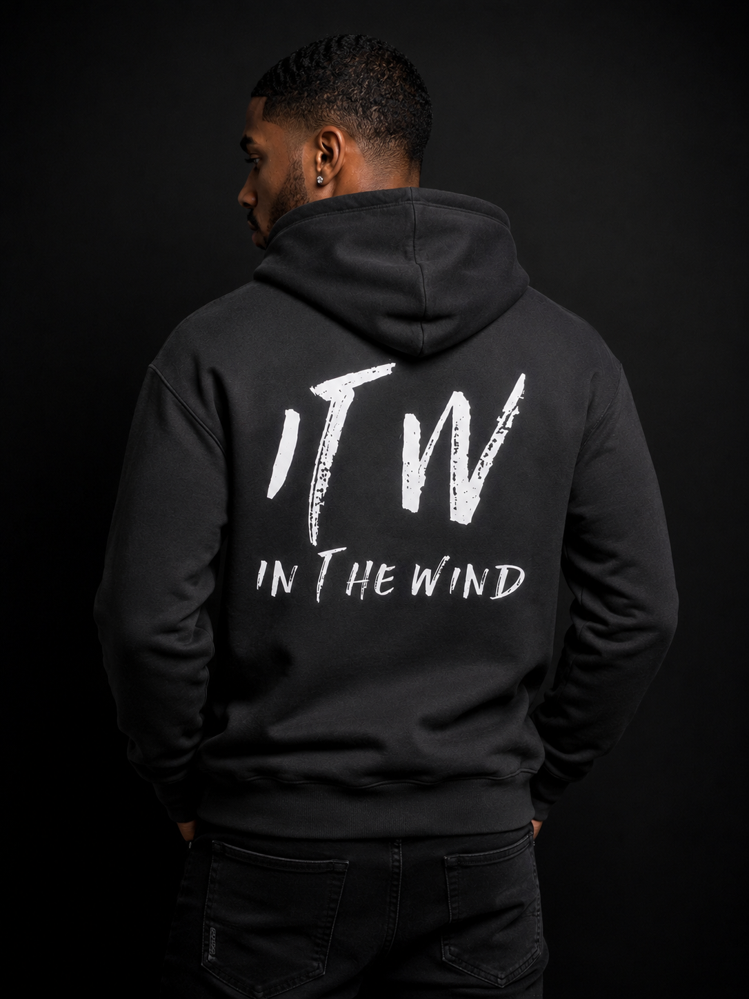 In The Wind Signature Hoodie – Black | White Logo Premium Pullover