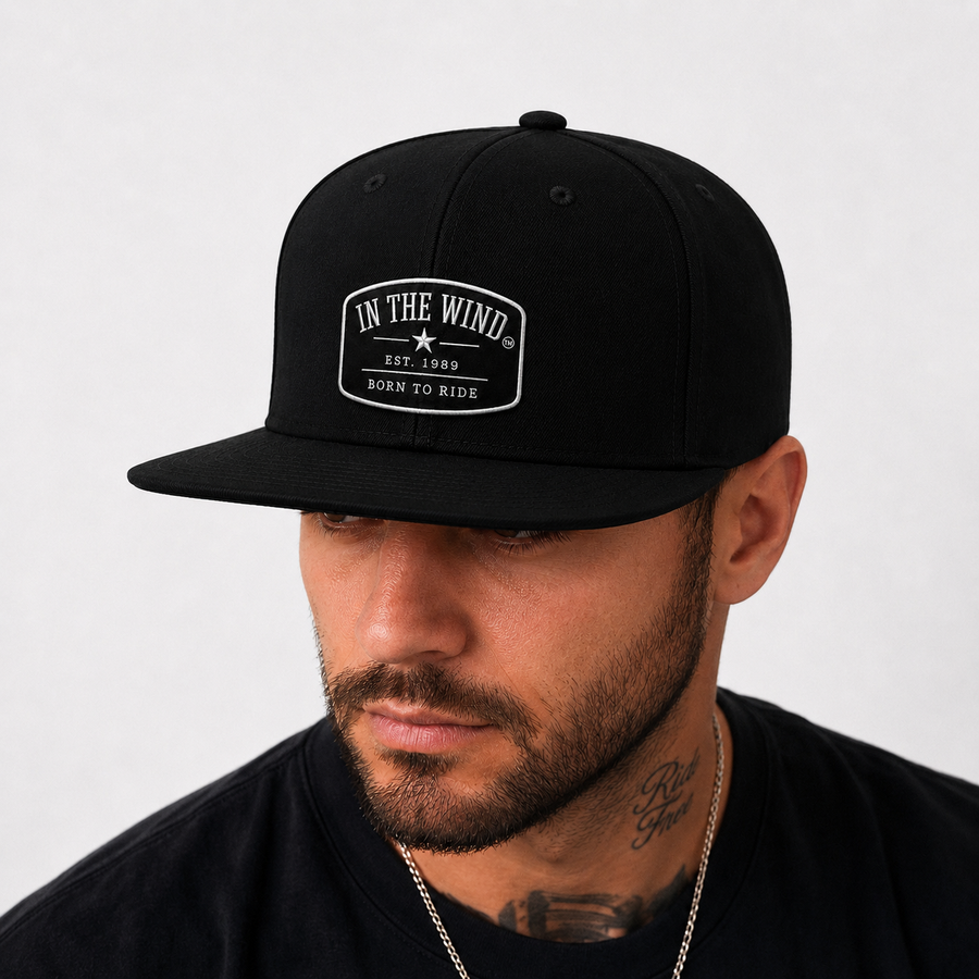 In The Wind™ Born to Ride Flatbill Snapback Hat – Limited First Run