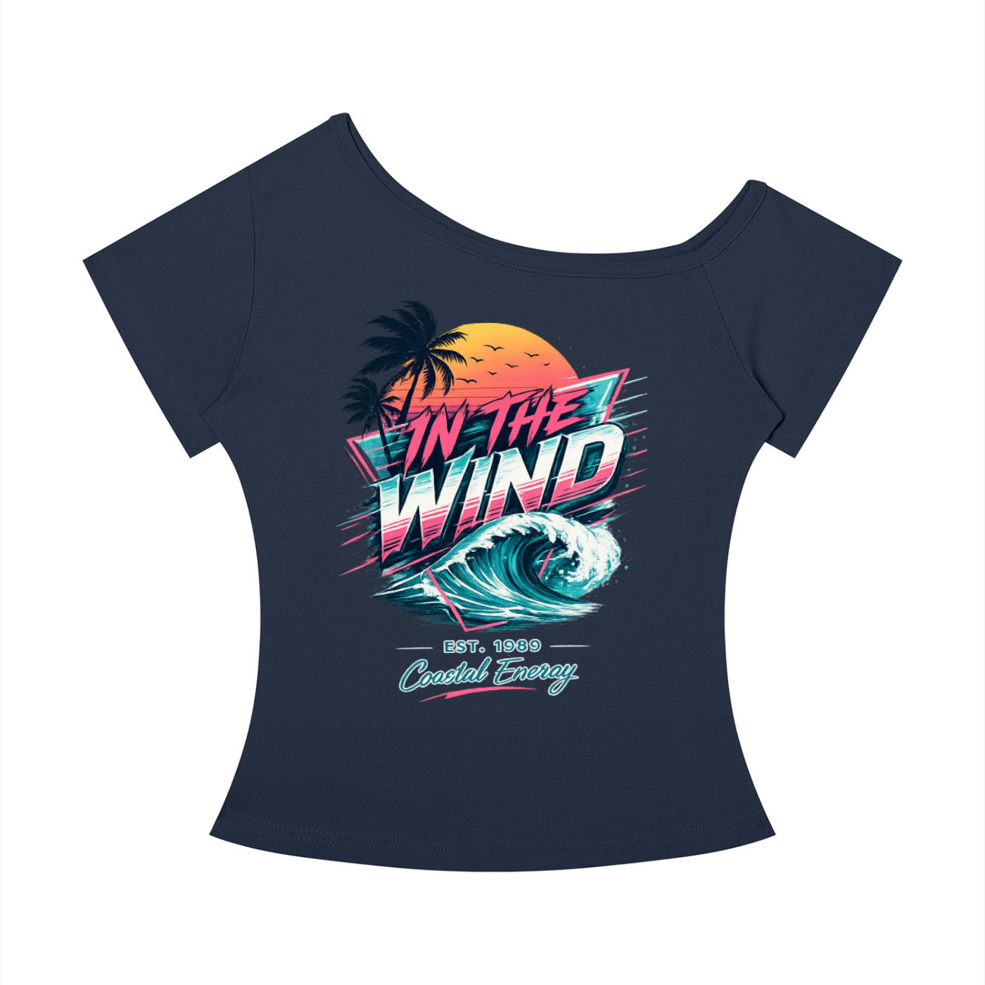 Women’s Off-the-Shoulder Coastal graphic T-Shirt